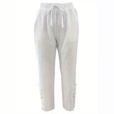 Women's Lace Stitching Drawstring Straight Casual Pants