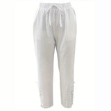 Women's Lace Stitching Drawstring Straight Casual Pants