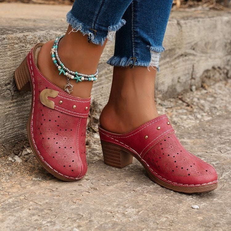 Closed Toe High Heel Sandal Slippers Women