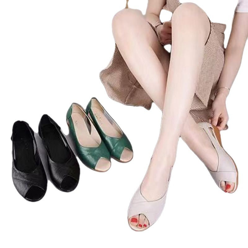 Casual Peep Toe Rubber Mid Heel Women's Sandals