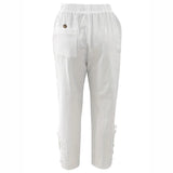 Women's Lace Stitching Drawstring Straight Casual Pants