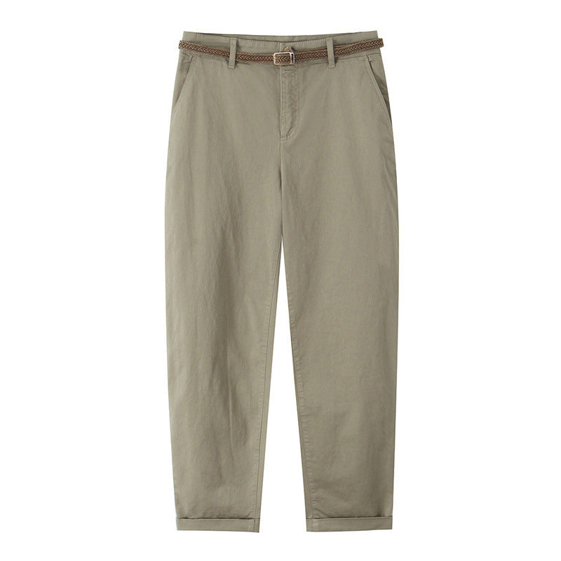 Fashion Three-color Woven With Belt Casual Pants