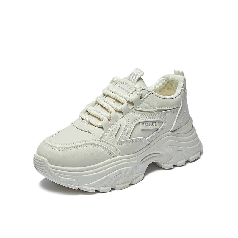 Breathable Student Sports Height Increasing Leather Low-top Shoes