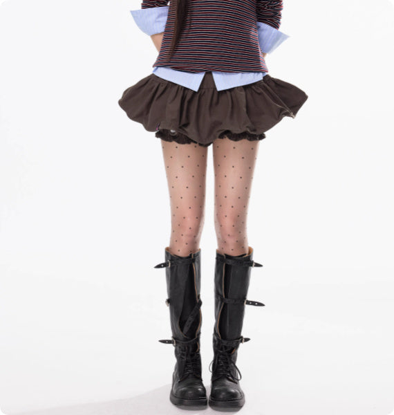 Retro Low Waisted Pleated Flower Bud Ballet Ruffle Skirt
