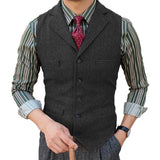 Man's Suit Vest Slim Herringbone Pattern
