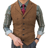 Man's Suit Vest Slim Herringbone Pattern