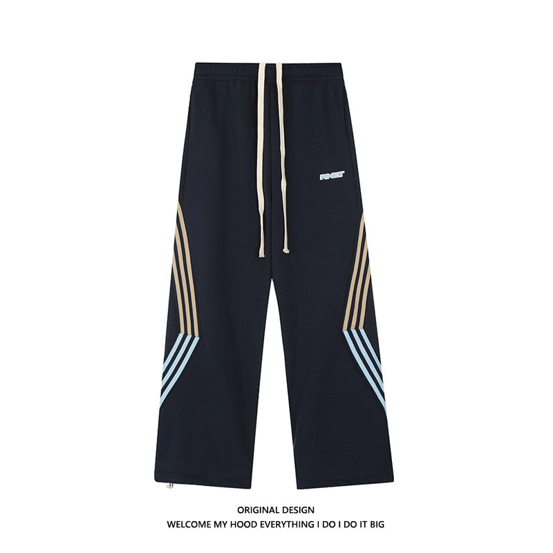 Striped Track Sweatpants Women's Drawstring High Waist Loose