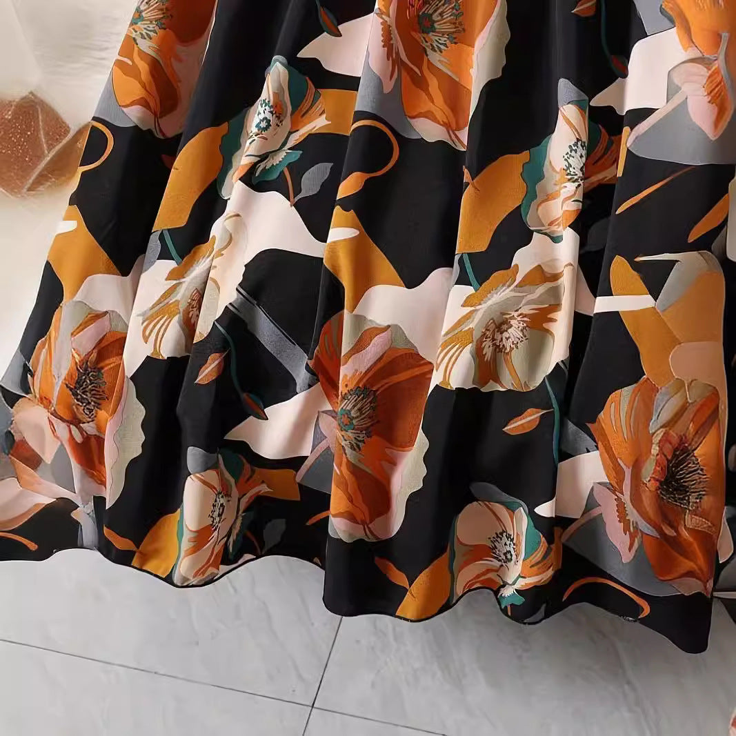 Micro-transparent Elastic Waist Printing Long Skirt Commuter's All-matching