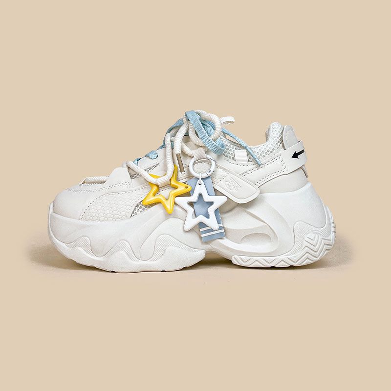 White Clunky Sneakers Women's Platform Height Increasing