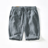 Breathable Cotton Linen Loose Beach Shorts Striped