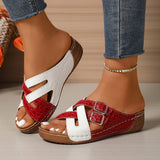 Women's European And American Color Matching Belt Buckle Sandals