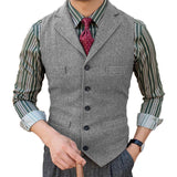 Man's Suit Vest Slim Herringbone Pattern