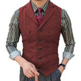 Man's Suit Vest Slim Herringbone Pattern