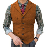 Man's Suit Vest Slim Herringbone Pattern