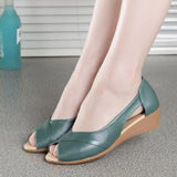 Casual Peep Toe Rubber Mid Heel Women's Sandals