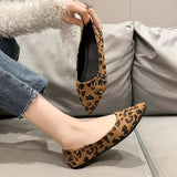 Fashion Flat Pointed Toe Shoes Leopard Print Women Flat Pumps