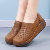 Outdoors Women's Thick Bottom Toe Cap Mother Breathable Hollow Soft Bottom Wedge Hole Shoes