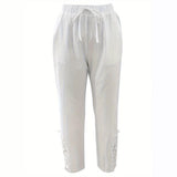 Women's Lace Stitching Drawstring Straight Casual Pants