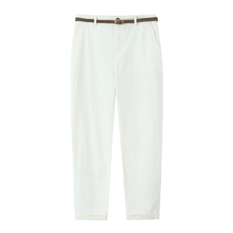 Fashion Three-color Woven With Belt Casual Pants